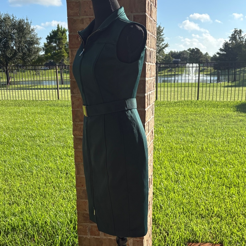 Tommy Hilfiger Dark Green Belted Midi Dress - Picture 4 of 8